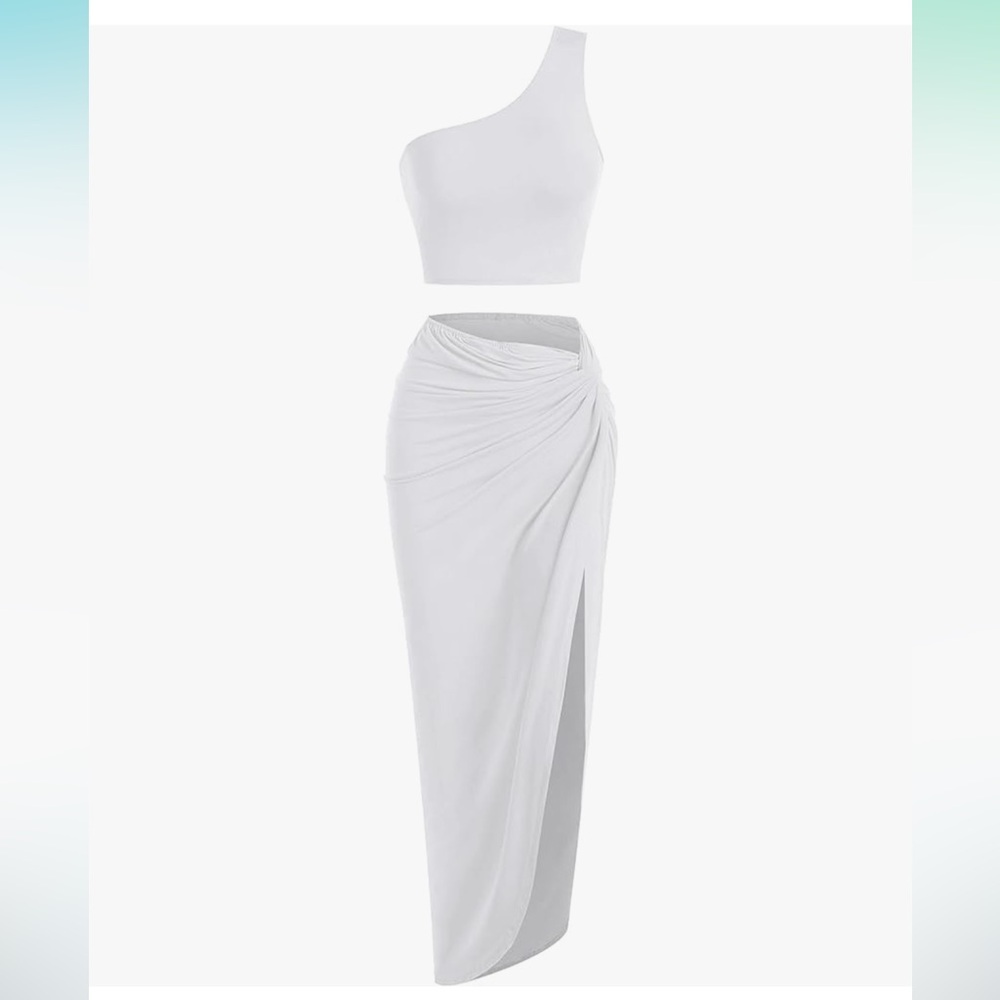 ZAFUL two piece white maxi skirt set